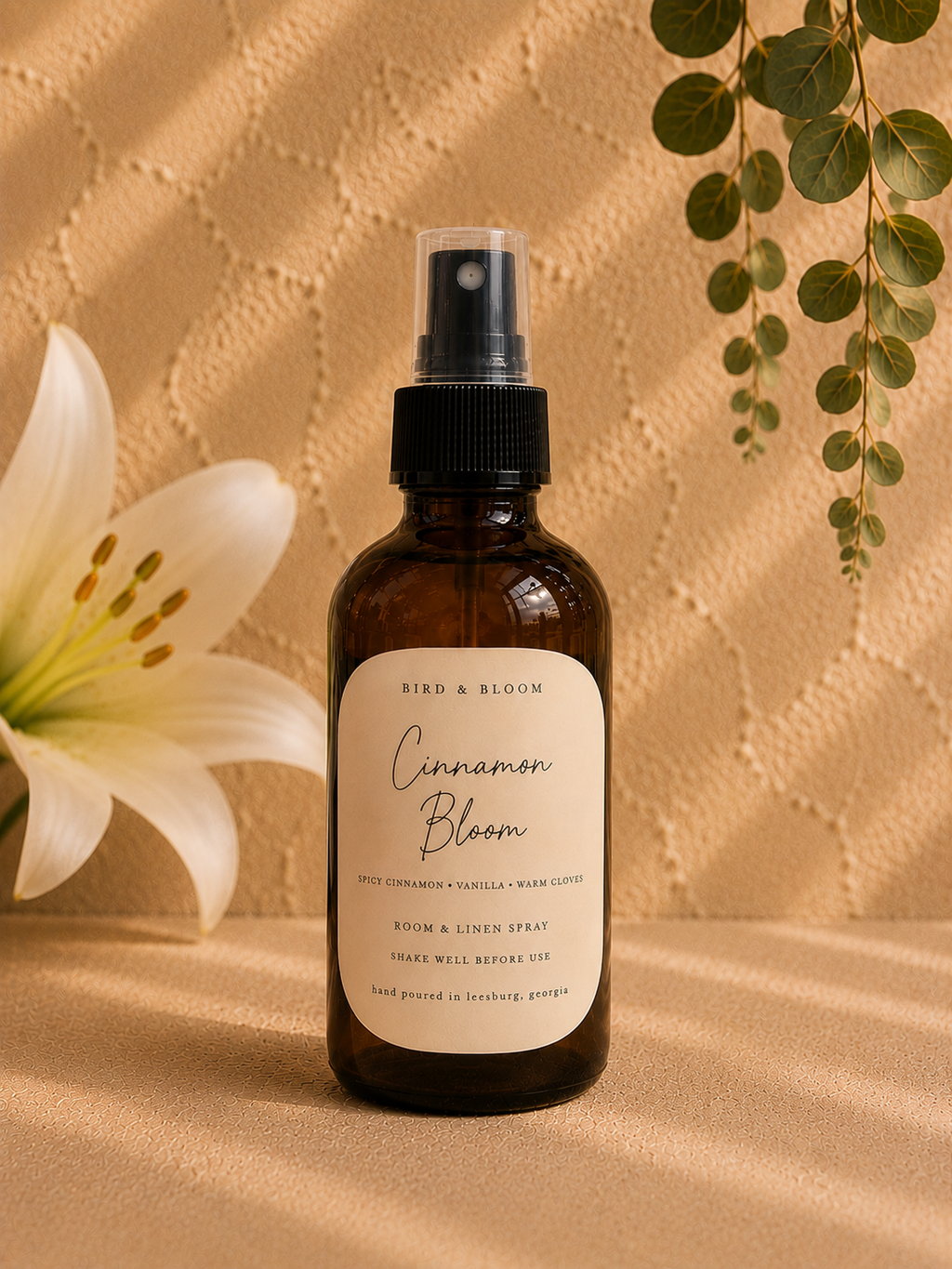 4 Oz Amber Glass, Natural Hand-Poured Room Spray