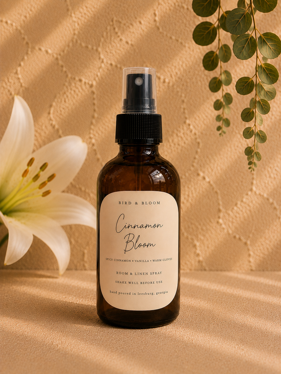 4 Oz Amber Glass, Natural Hand-Poured Room Spray