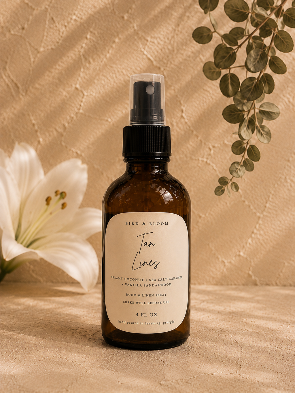 4 Oz Amber Glass, Natural Hand-Poured Room Spray