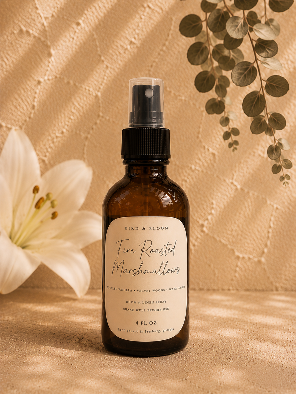 4 Oz Amber Glass, Natural Hand-Poured Room Spray