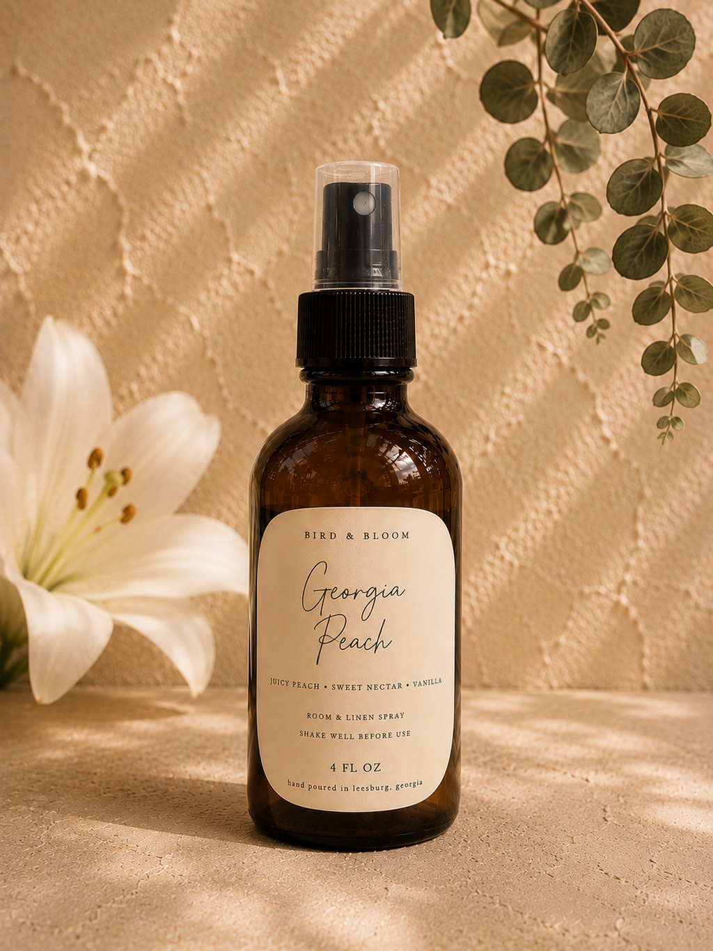 4 Oz Amber Glass, Natural Hand-Poured Room Spray